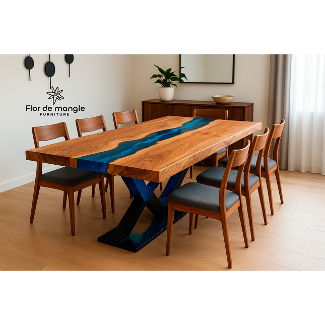 Mesa de comedor con resina epóxica Cuicatl