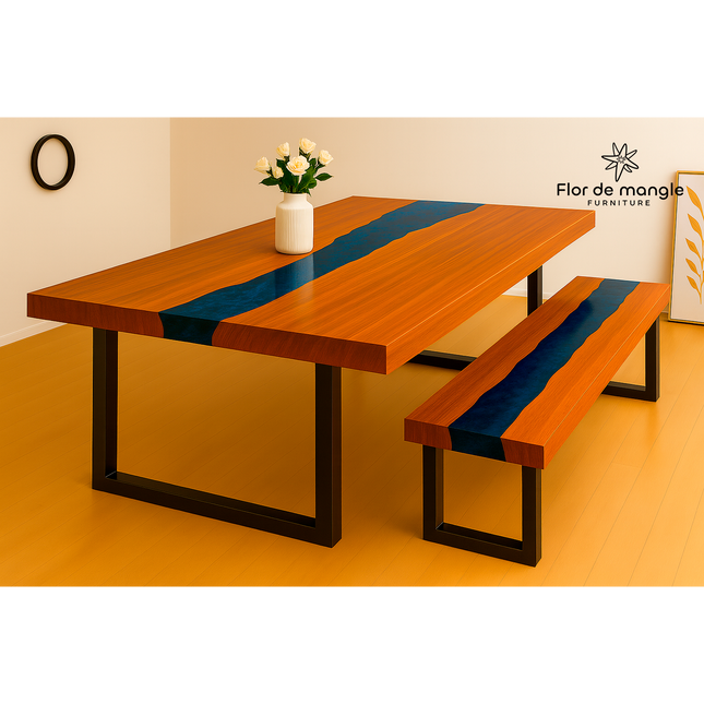 Mesa y banca de comedor Río Azul