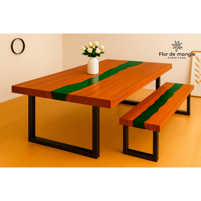 Mesa y banca de comedor Río Esmeralda