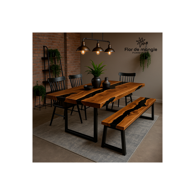 Mesa y banca de comedor Río Negro