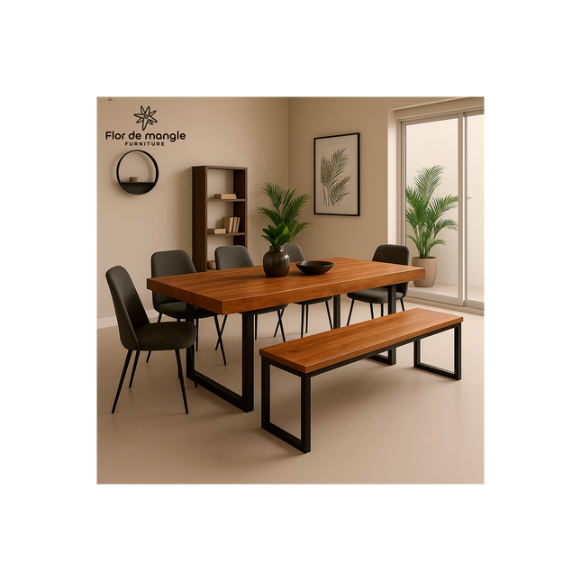 Mesa y banca de comedor Tēchpan