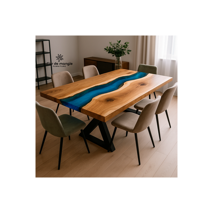 Mesa de comedor con resina epóxica Tonalnan